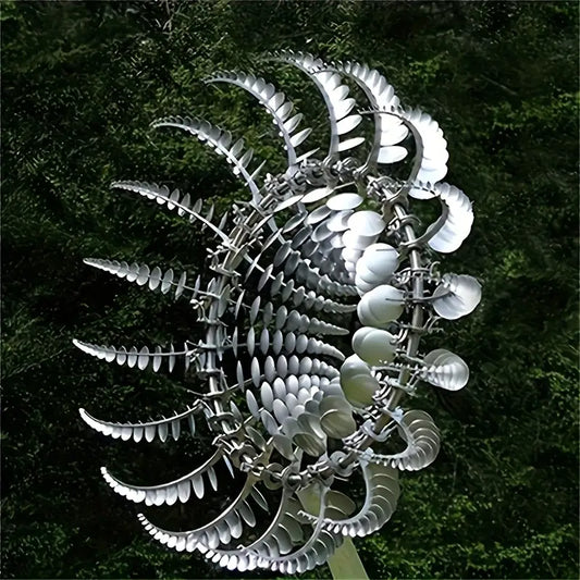 3D Metal Wind Spinner – Kinetic Garden Sculpture (Silver or Gold)