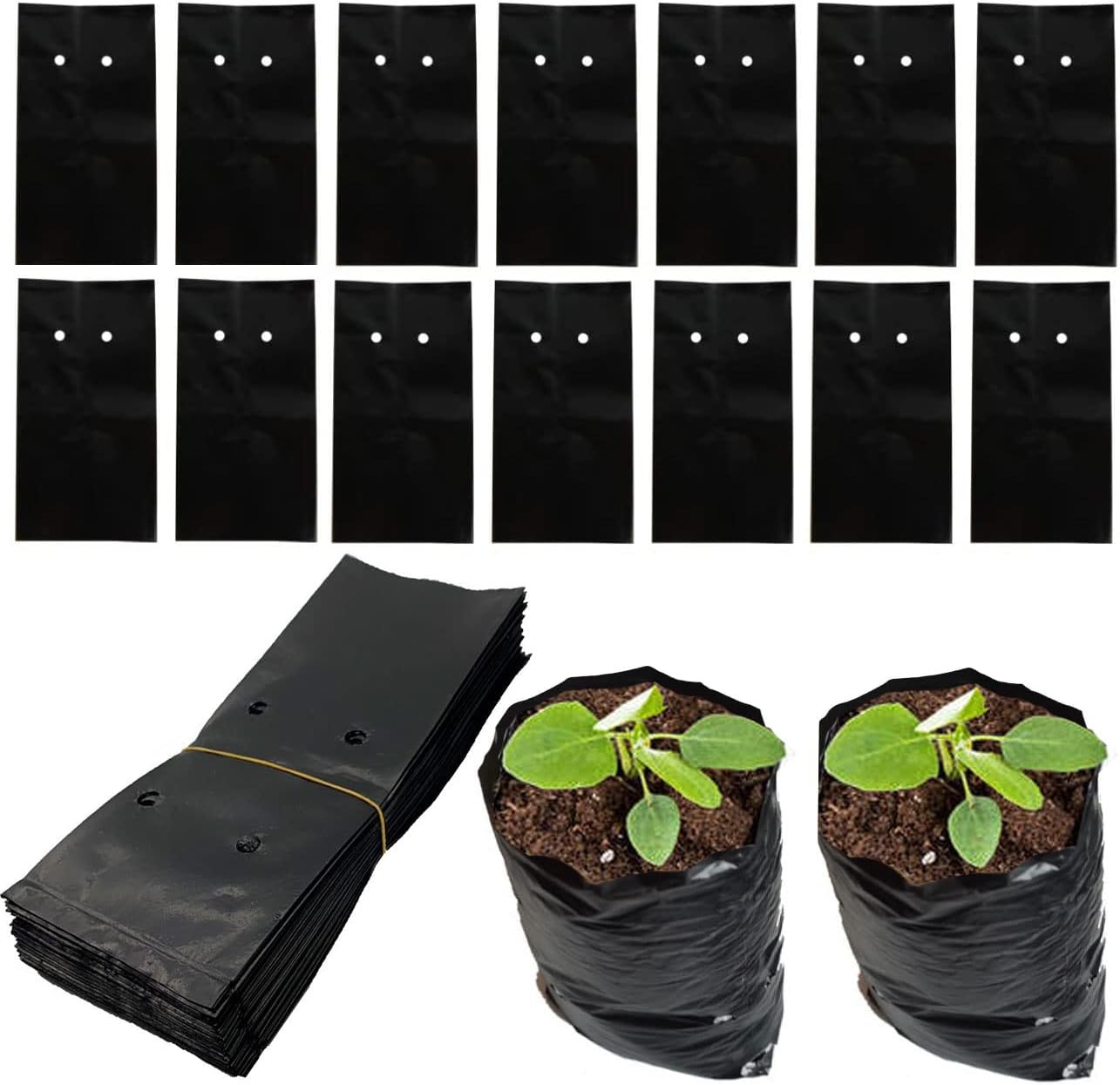Heavy-Duty Nursery Planting Bags — 100% Virgin Material (Pack of 25)
