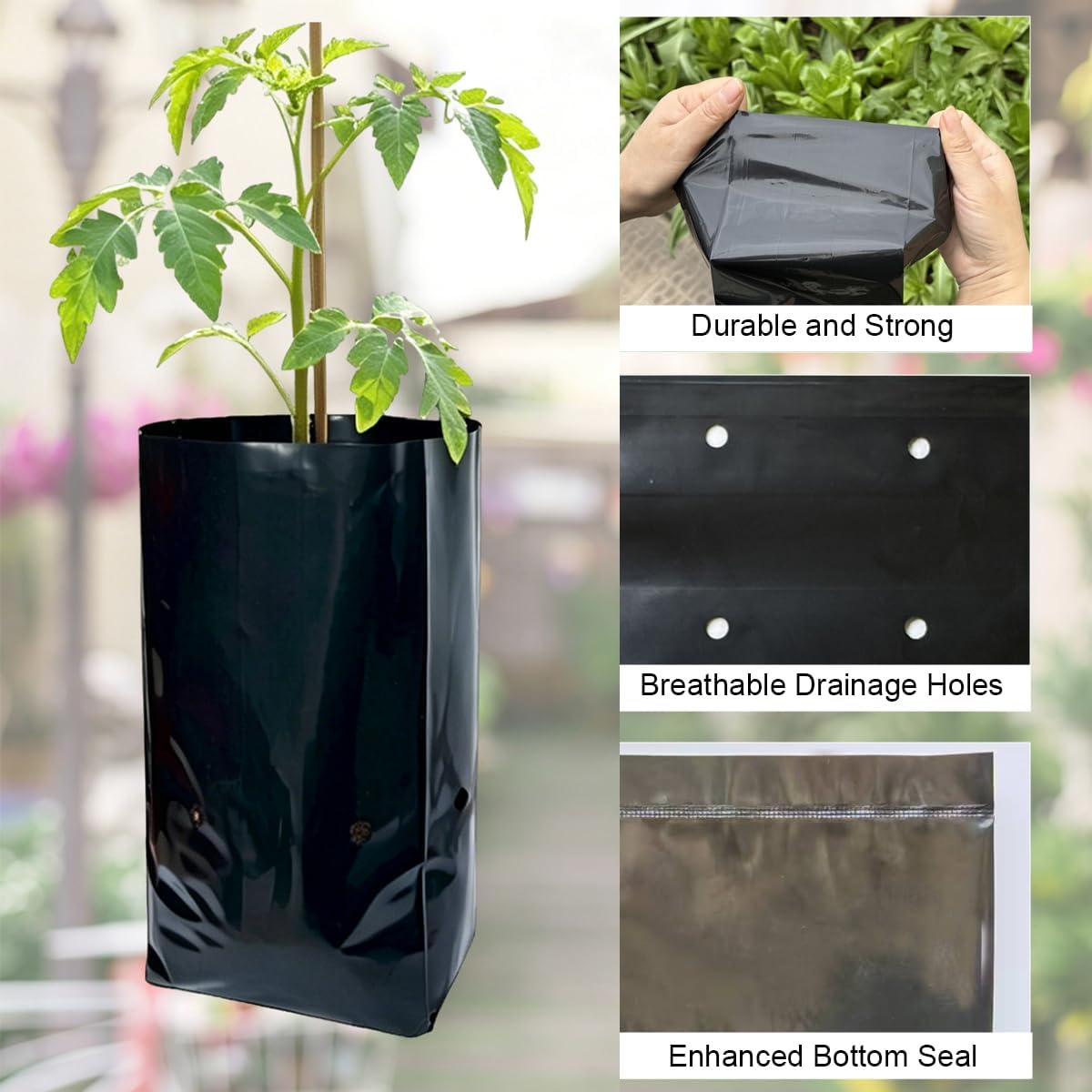 Heavy-Duty Nursery Planting Bags — 100% Virgin Material (Pack of 25)