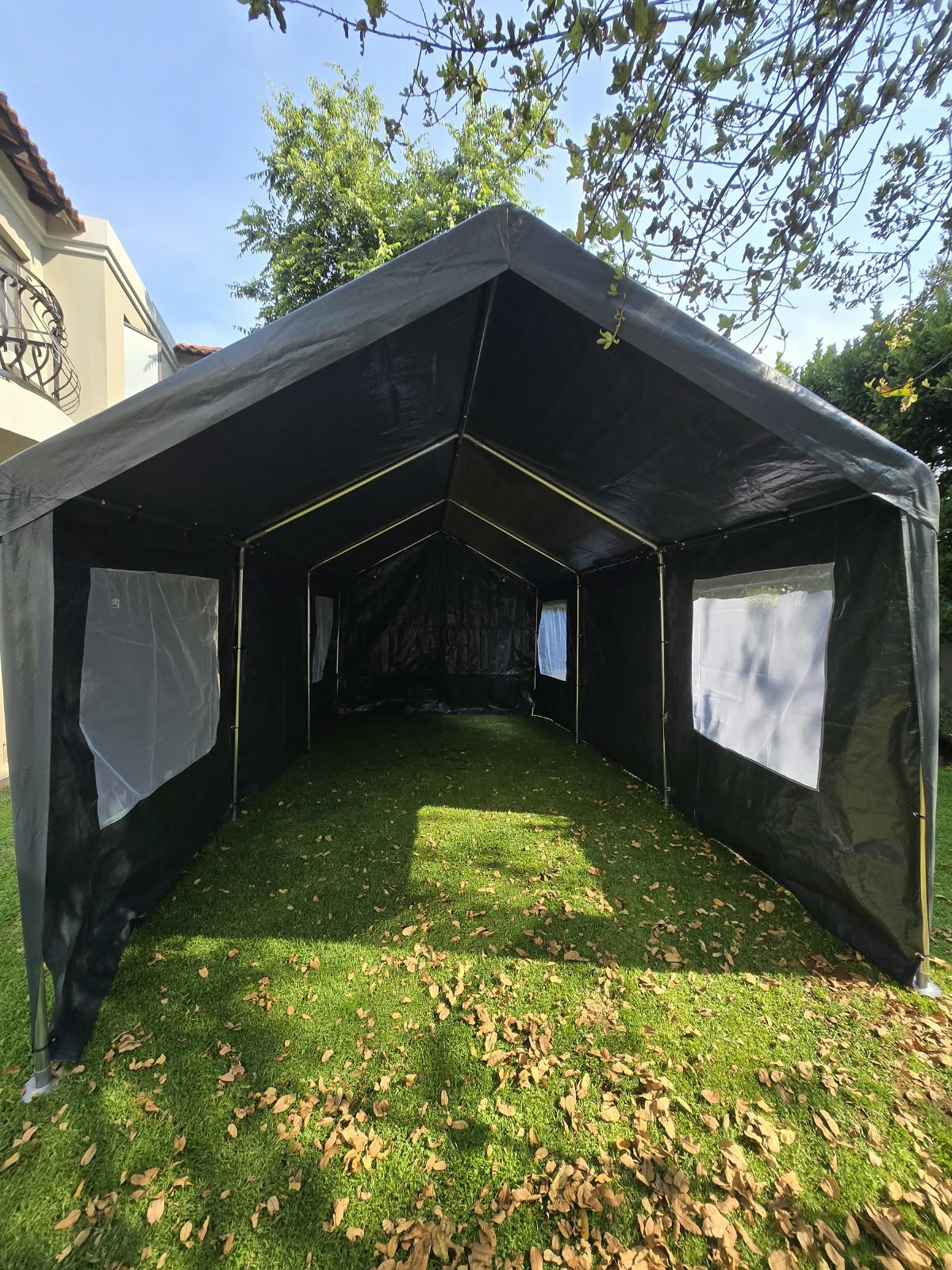 3 × 6m Portable Carport with Removable Sidewalls & Roll-Up Doors – Galvanised Steel Frame