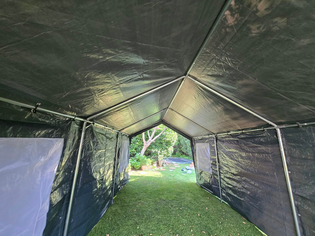 3 × 6m Portable Carport with Removable Sidewalls & Roll-Up Doors – Galvanised Steel Frame
