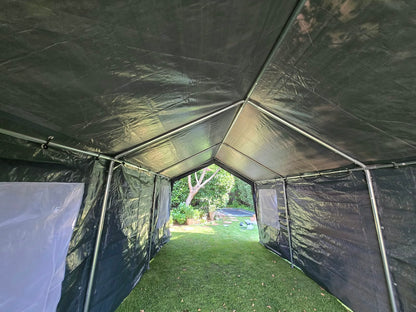 3 × 6m Portable Carport with Removable Sidewalls & Roll-Up Doors – Galvanised Steel Frame