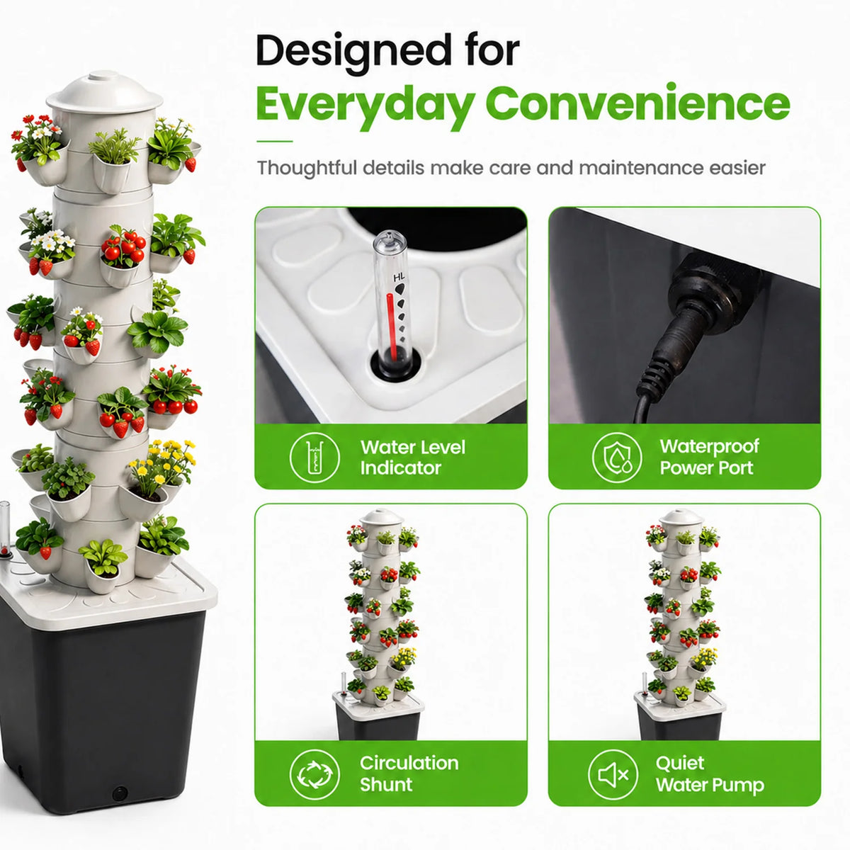 30-Hole Vertical Hydroponic Tower