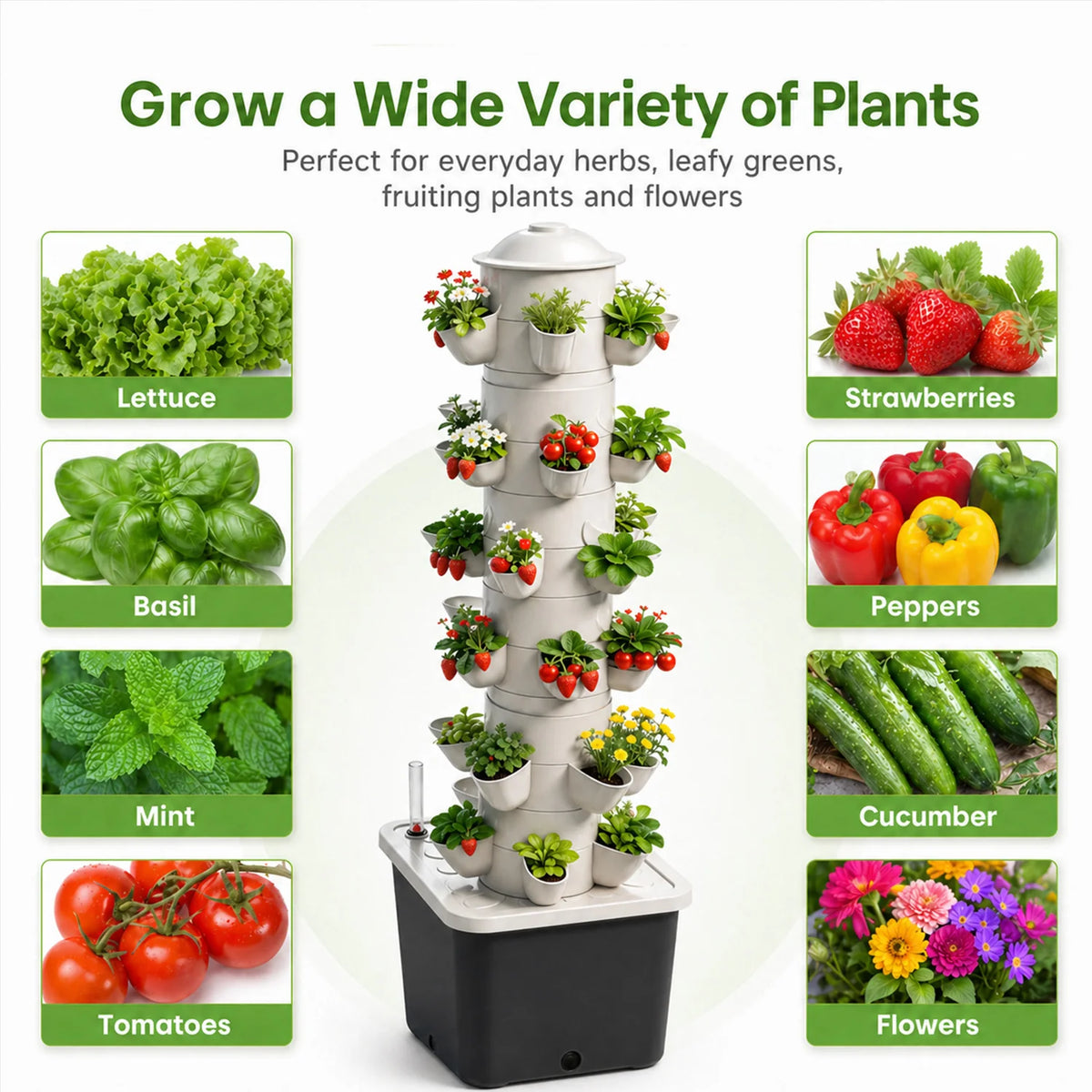 30-Hole Vertical Hydroponic Tower